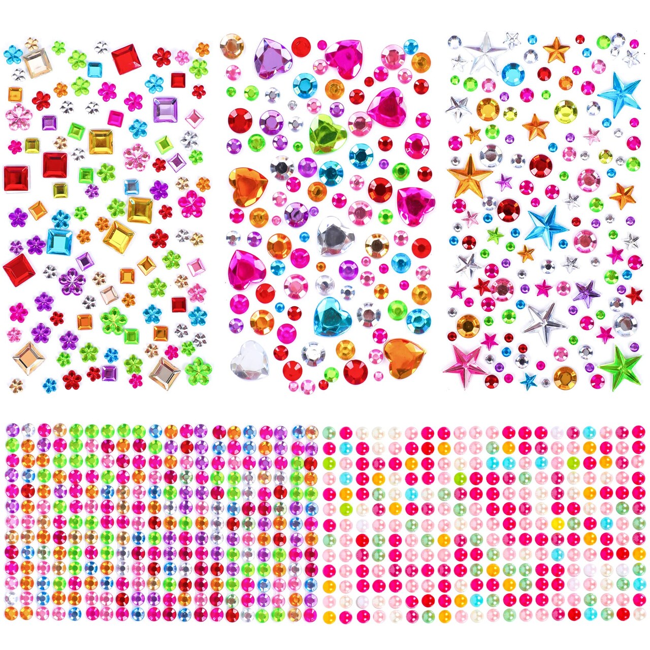 880pcs Gem Stickers Rhinestones for Crafts - Self Adhesive Jewels Stickers, Acrylic Gems DIY Craft Decorative Diamond Stickers, Small Stickers for Kids